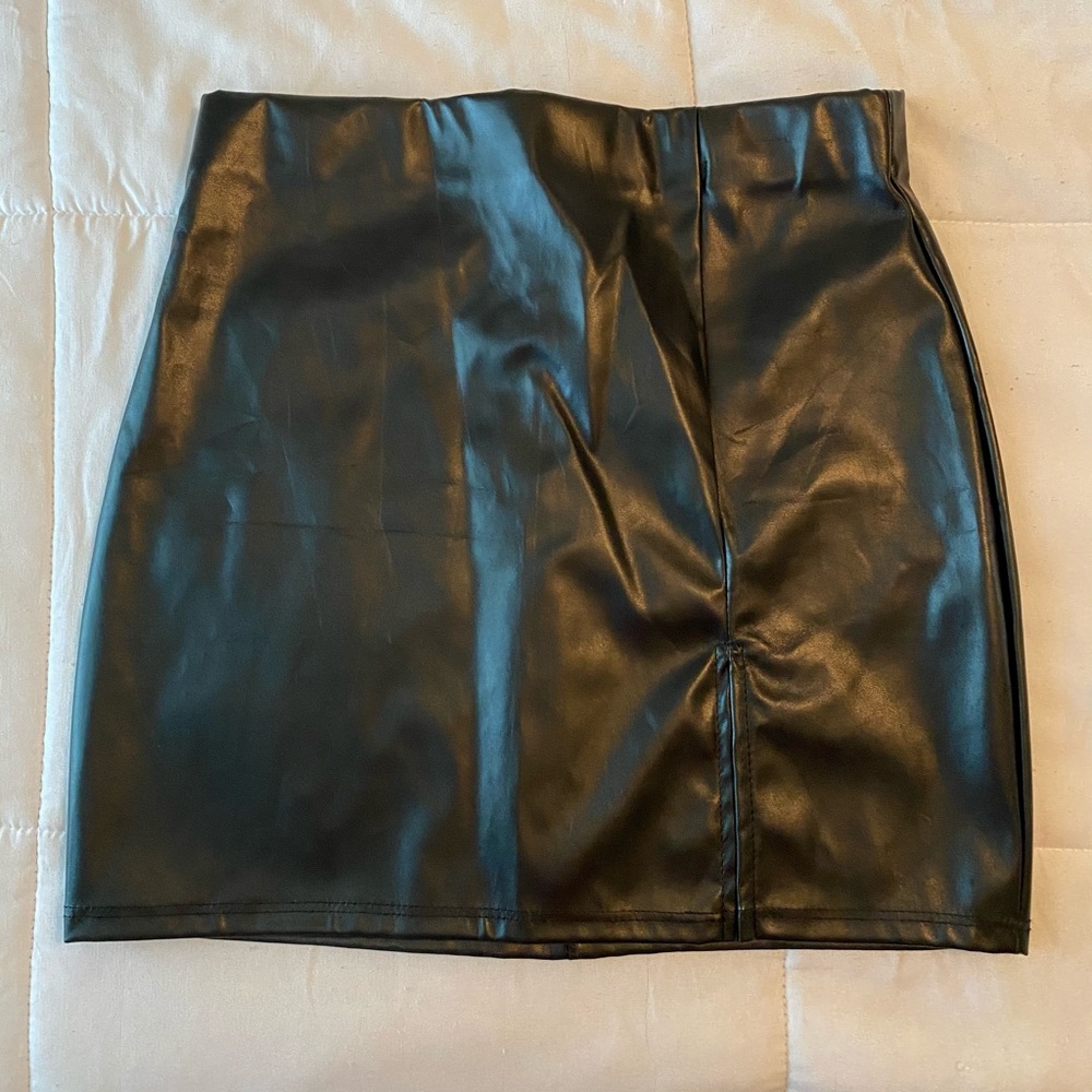 Black leather skirt